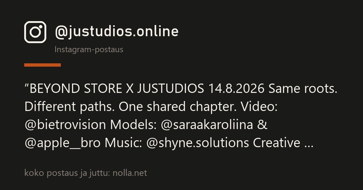 Instagram-postaus @justudios.online — Beyond ja JUSTUDIOS jakavat saman kotikaupungin — yhteismallisto ulos 14.8.