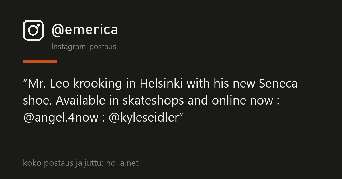Emerica julkaisi Helsinki-klipin: Leo Romero vetää crooksin Seneca-kengillä