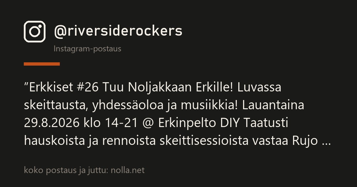 Instagram-postaus @riversiderockers — Kaupunki ei antanut euroakaan — niin Joensuu valoi parkkinsa itse